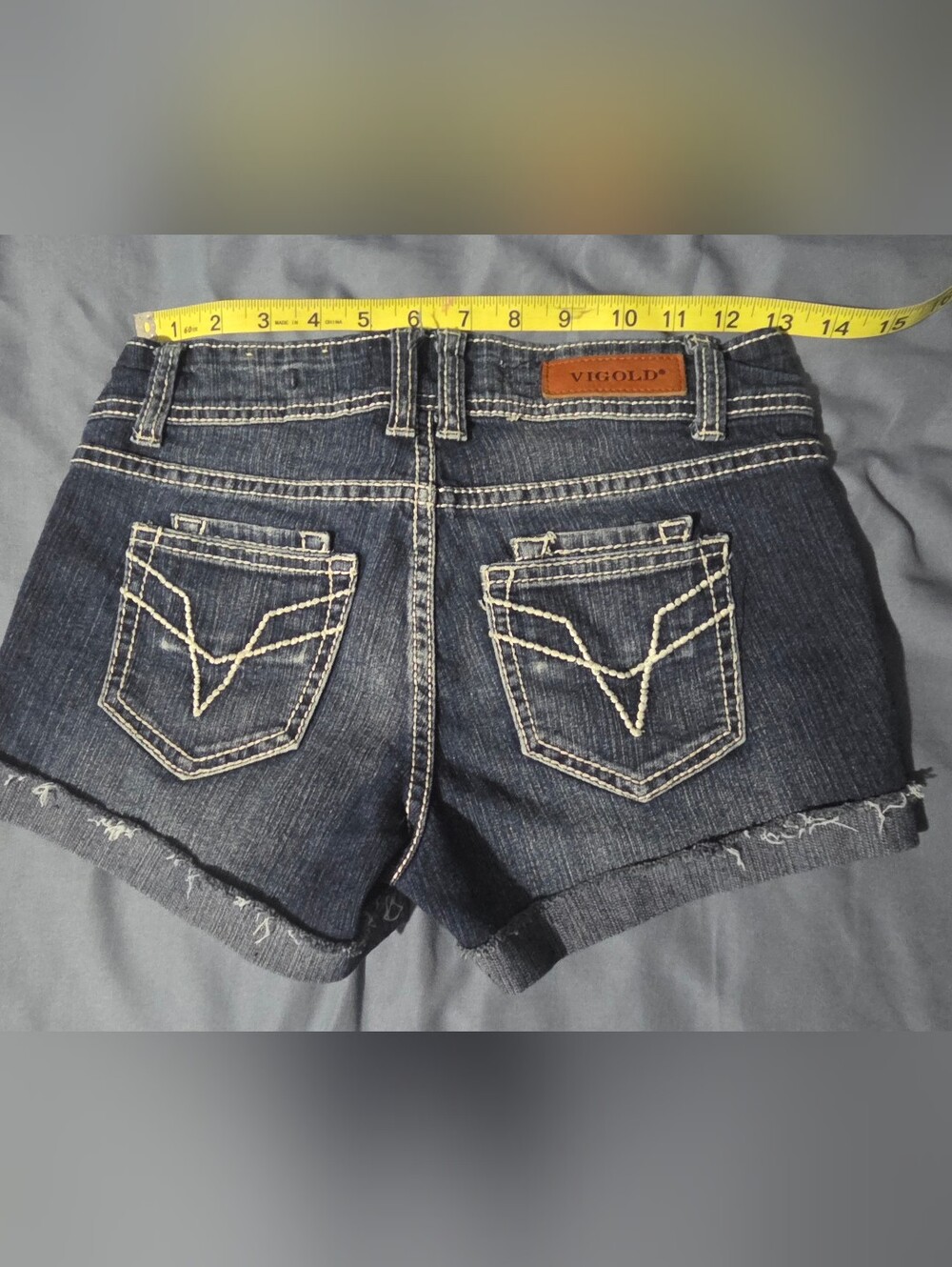 *Vigold Dark Indigo Denim Womens Shorts with Contrast Stitching Size 26 - Picture 4 of 7